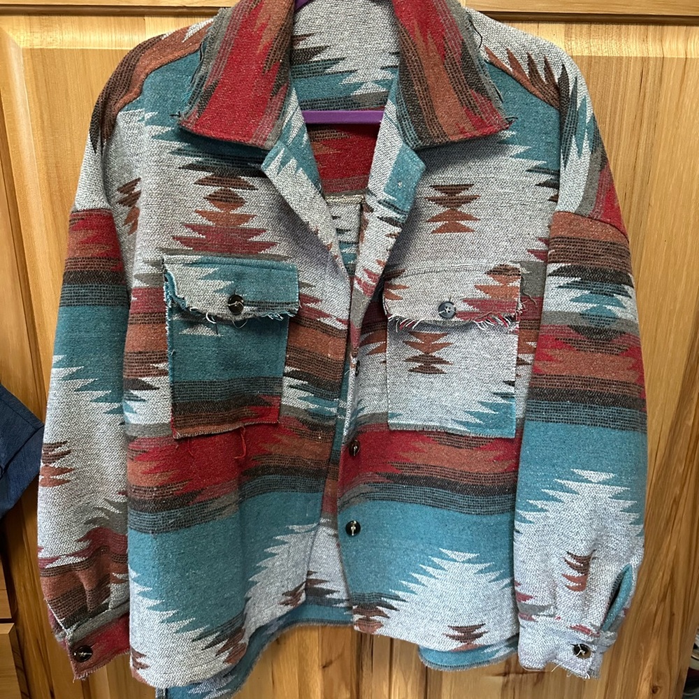 Navajo patterned flannel type jacket. Size XL